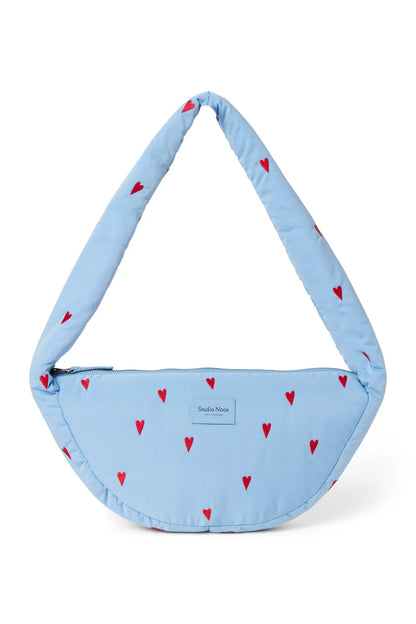 Light Blue Hearts Puffy Mini Cross Body Bag