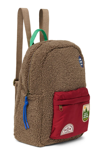 Brown/Burgundy Teddy Midi Backpack