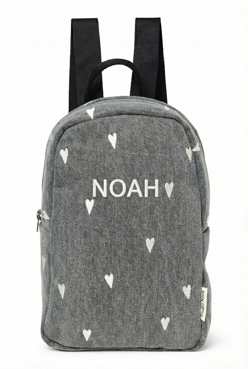 Grey Hearts Denim Mini Backpack