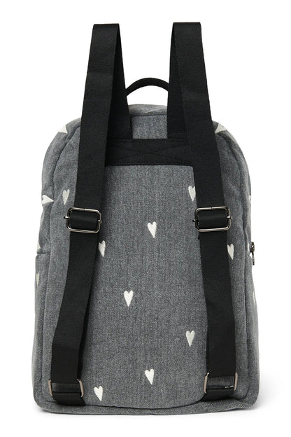 Grey Hearts Denim Midi Backpack