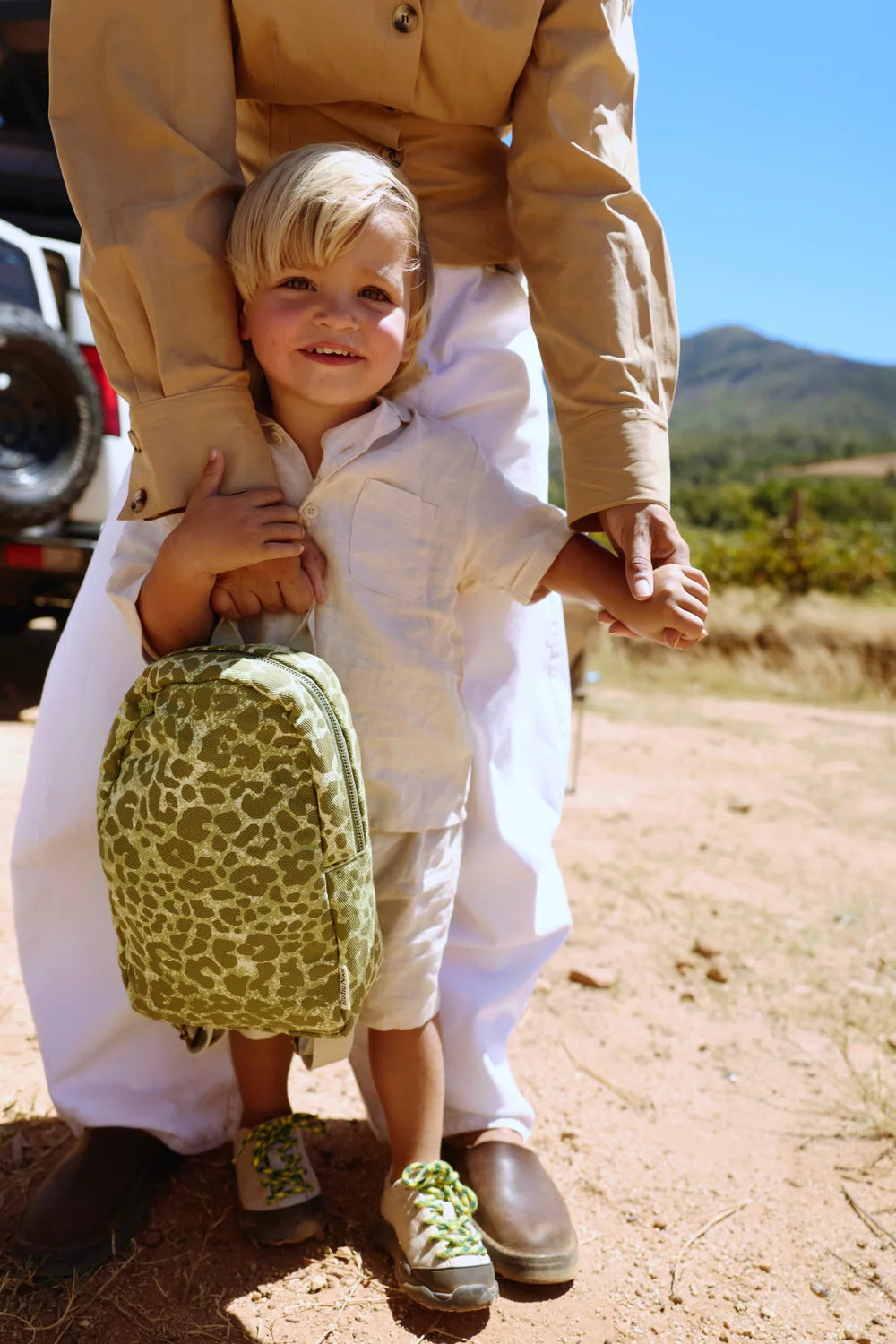 Green Leopard Cotton Mini Backpack