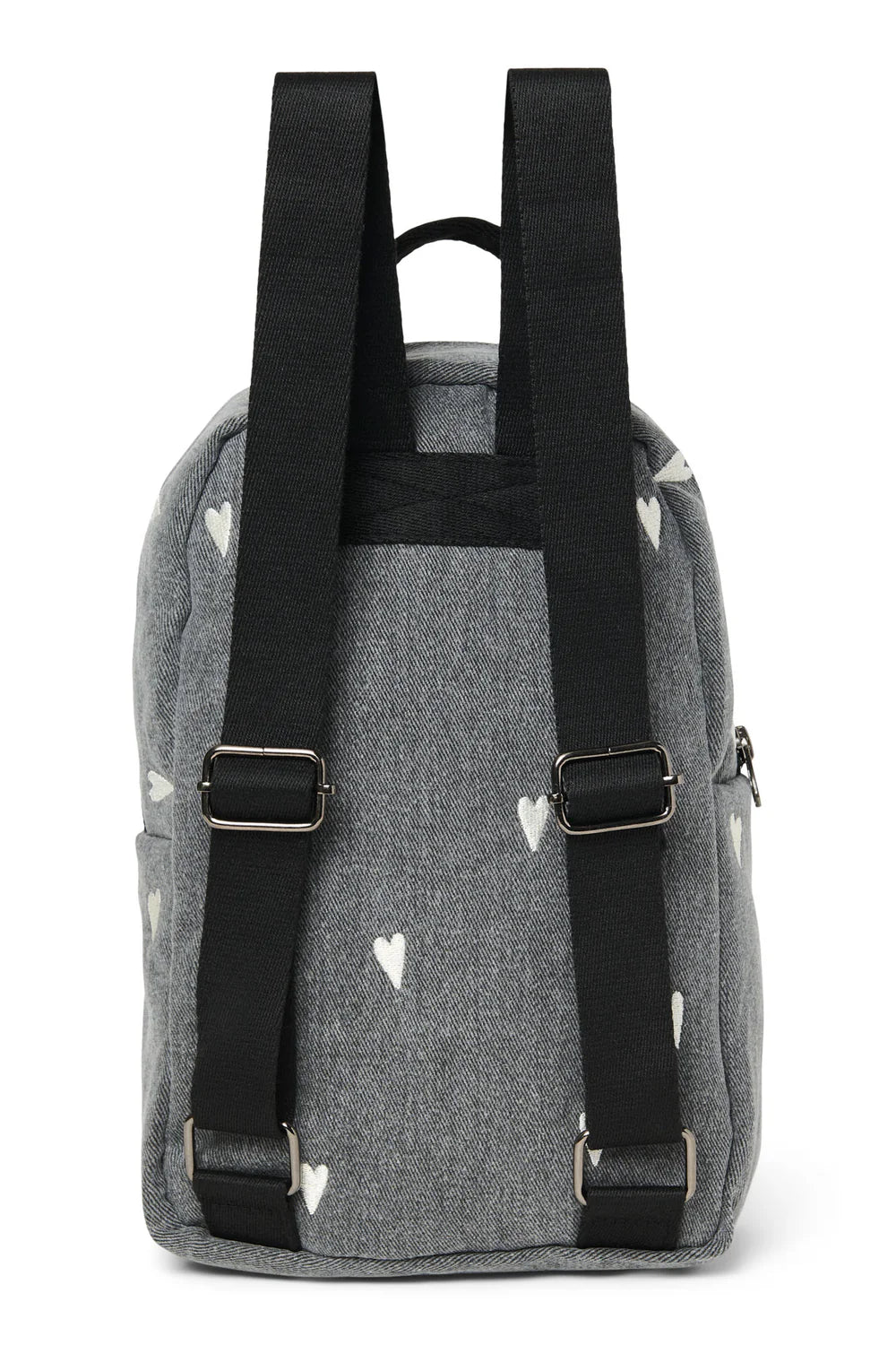 Grey Hearts Denim Mini Backpack
