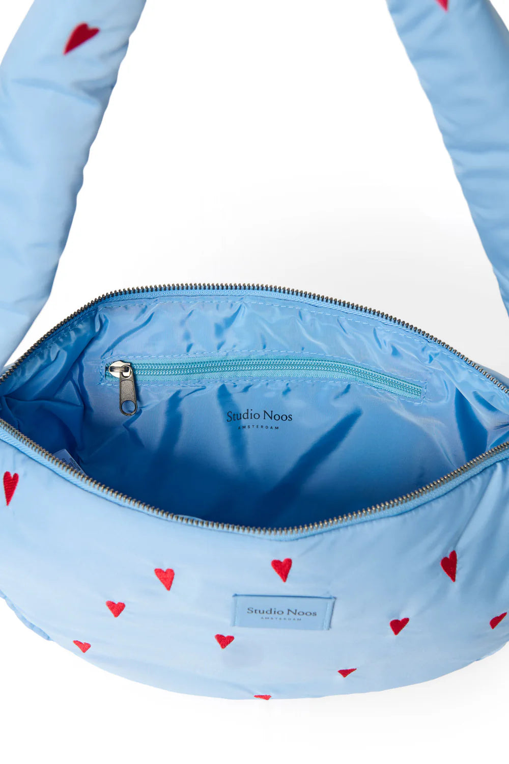 Light Blue Hearts Puffy Mini Cross Body Bag