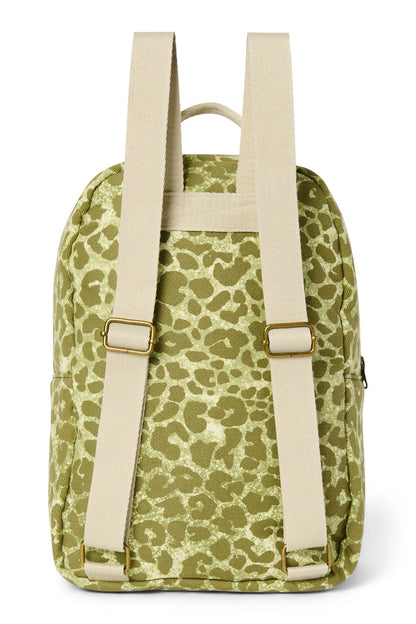 Brown Leopard Cotton Midi Backpack