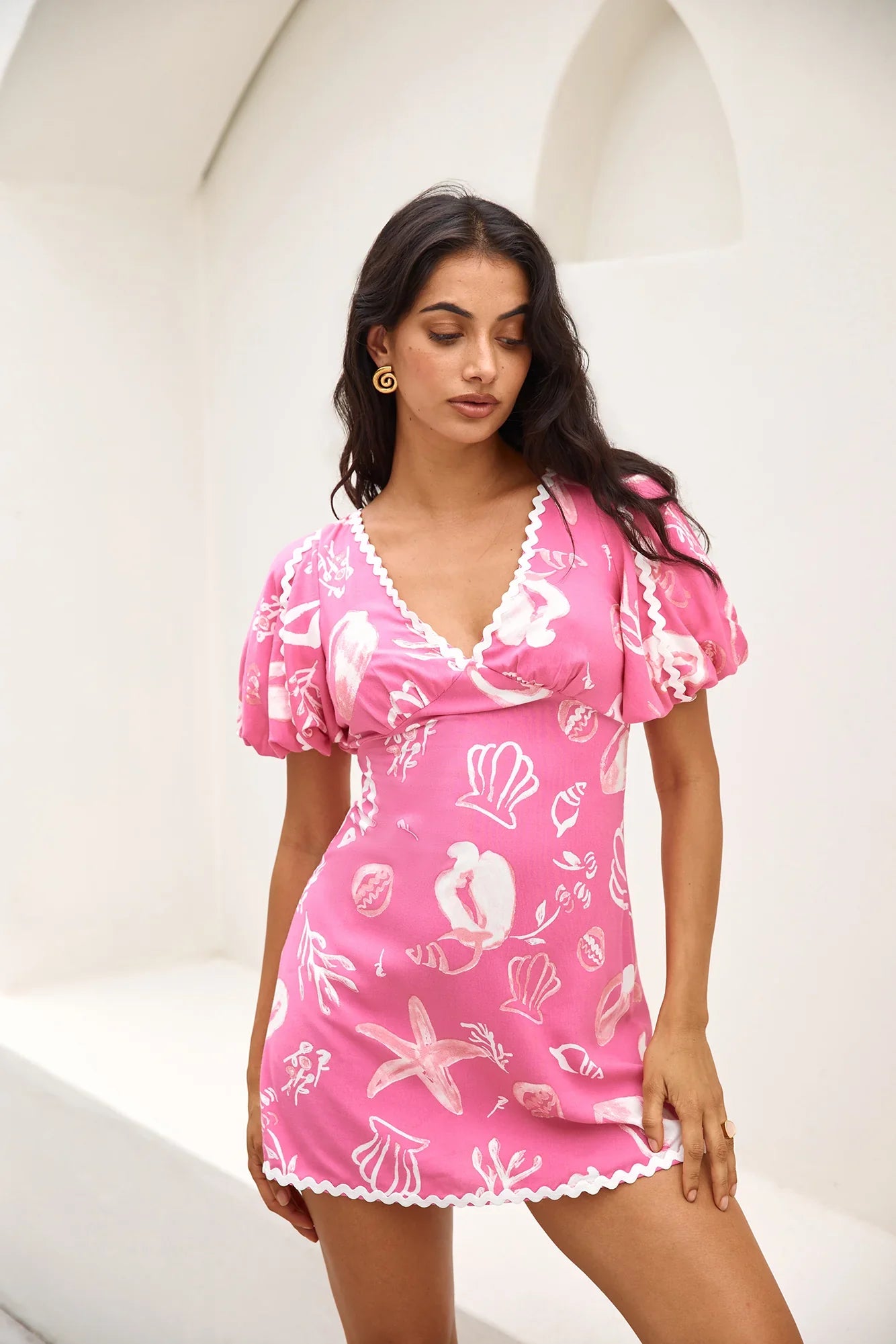 Muschelsuche Minikleid Pink