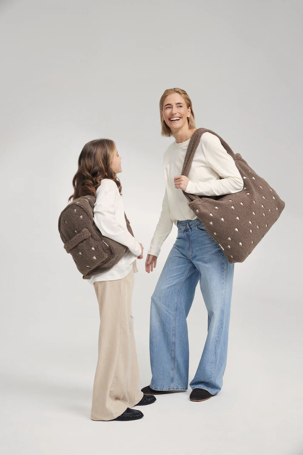 Ecru Hearts Teddy Mom Bag