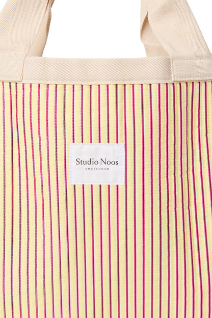 Poplin Striped Beach Bag | Butter Yellow