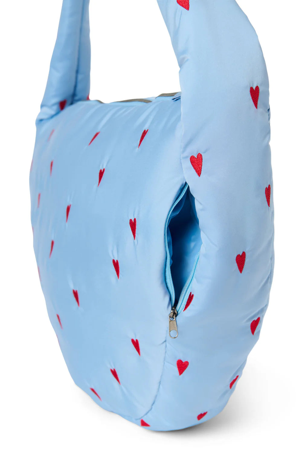 Light Blue Hearts Puffy Cross Body Bag