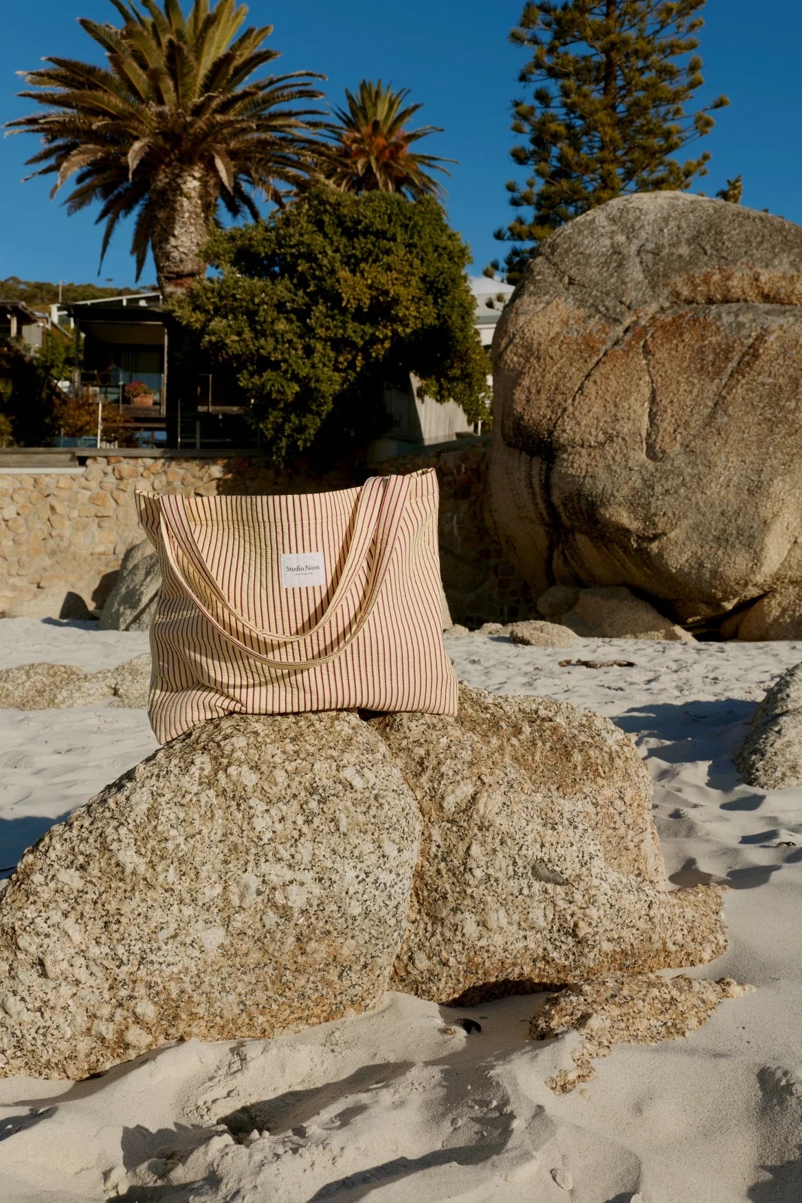 Poplin Striped Mom Bag | Butter Yellow