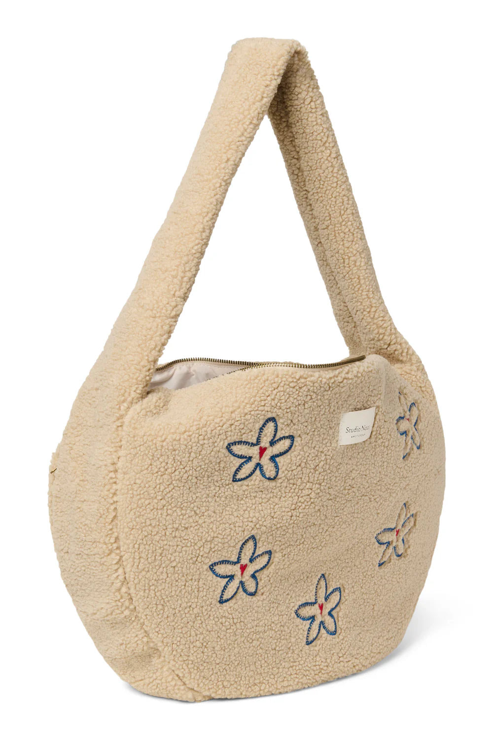 Ecru Flower Heart Teddy Cross Body Bag