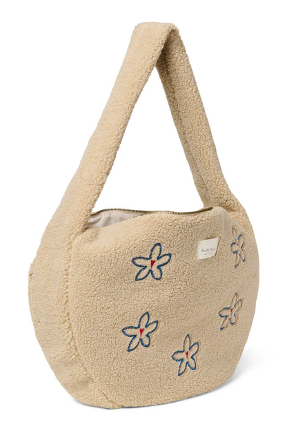 Ecru Flower Heart Teddy Cross Body Bag