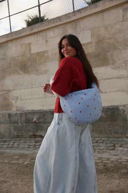Purple Hearts Puffy Cross Body Bag