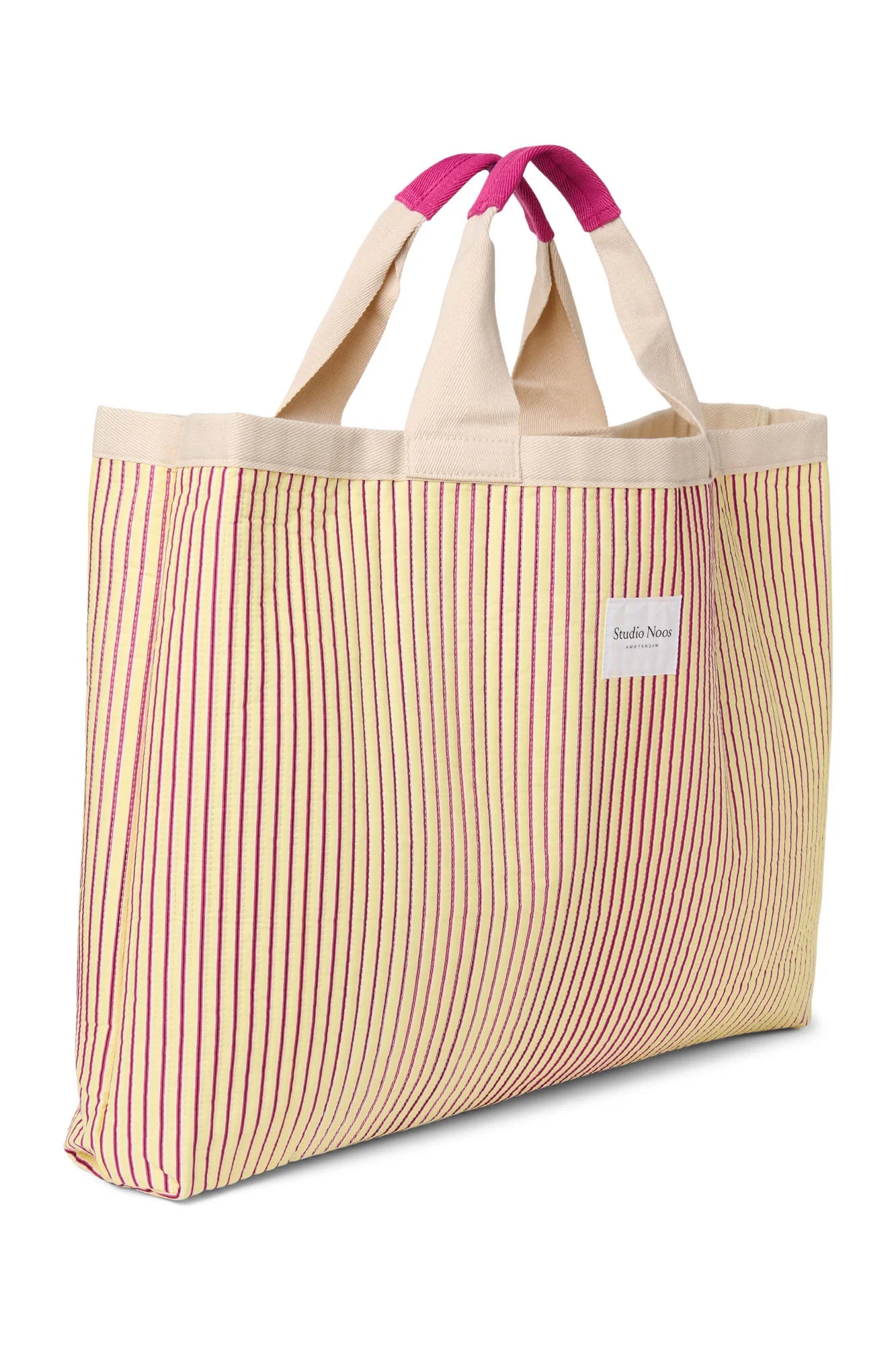 Poplin Striped Beach Bag | Butter Yellow