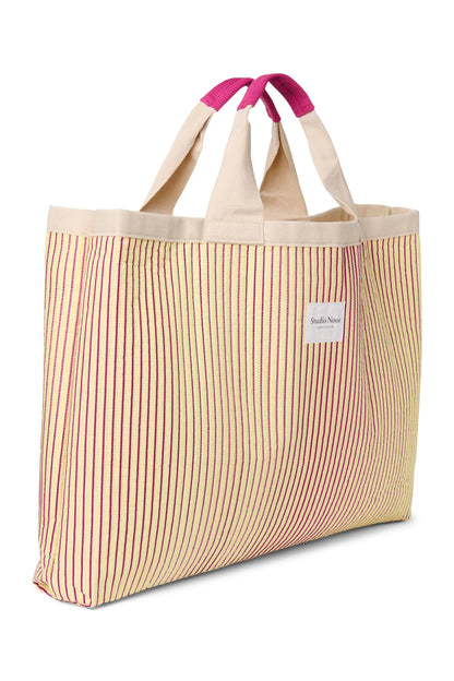 Poplin Striped Beach Bag | Butter Yellow