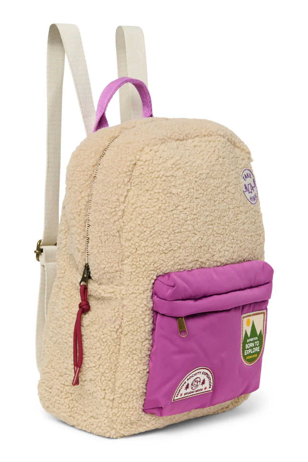 Brown/Burgundy Teddy Midi Backpack