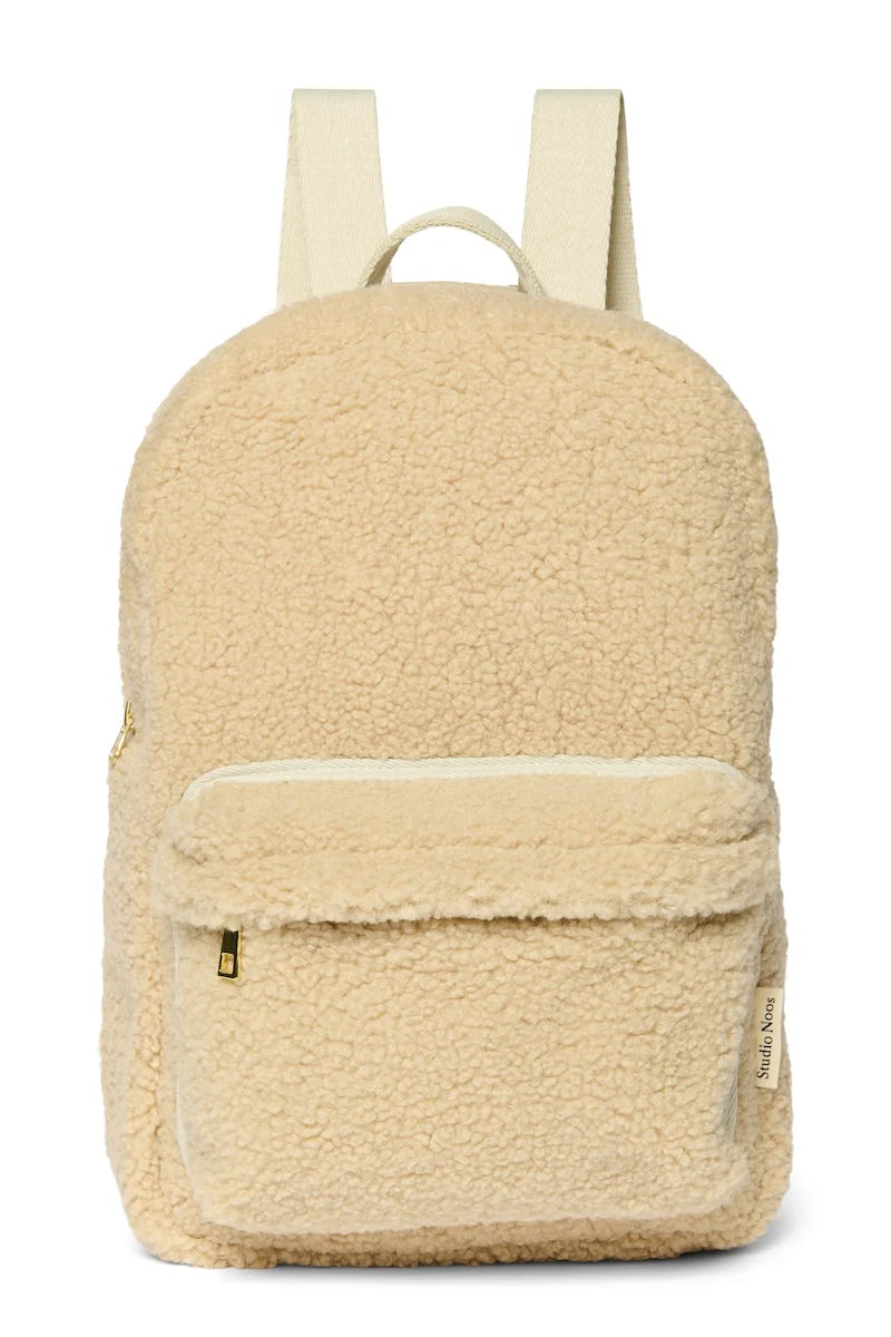 Ecru Teddy Midi Backpack Front Pocket
