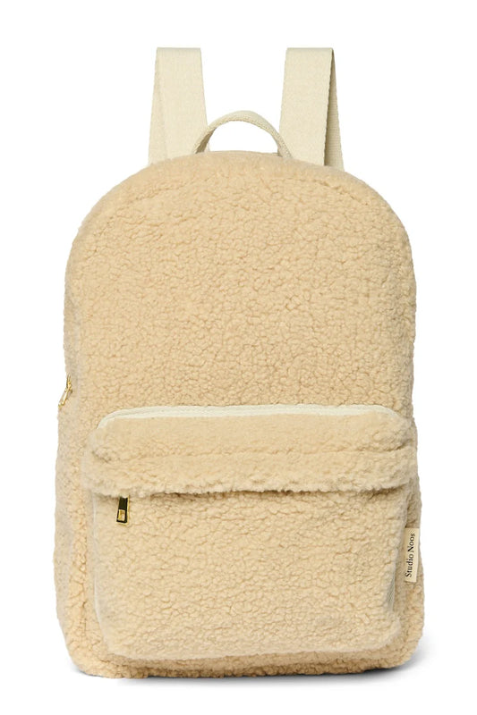 Ecru Teddy Midi-Rucksack mit Vordertasche