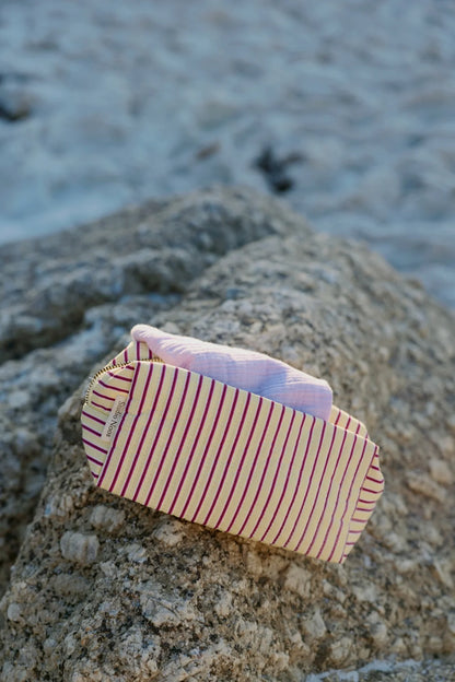 Poplin Striped Pouch | Butter Yellow