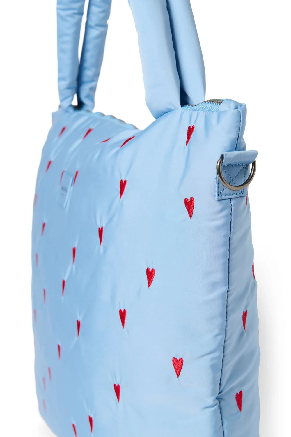 Light Blue Hearts Puffy Diaper Bag