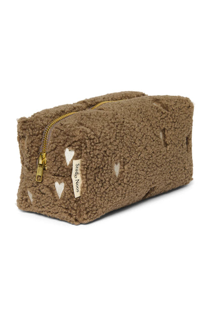 Brown Hearts Teddy Pouch
