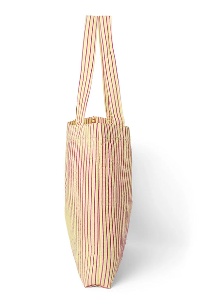 Poplin Striped Mom Bag | Butter Yellow