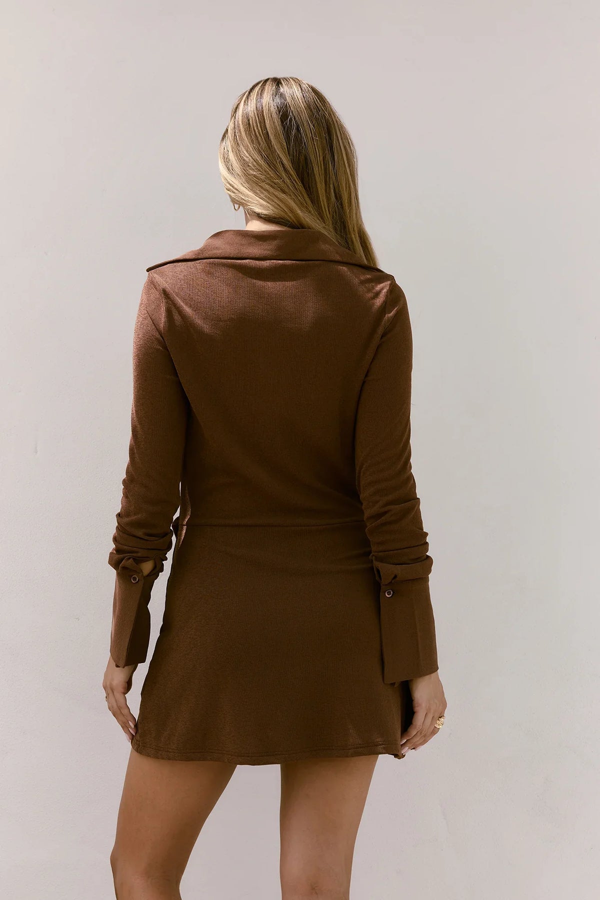 Kalea Button Up Mini Dress Mokka