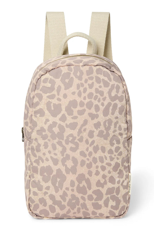 Beiger Leopard Puffy Mini-Rucksack