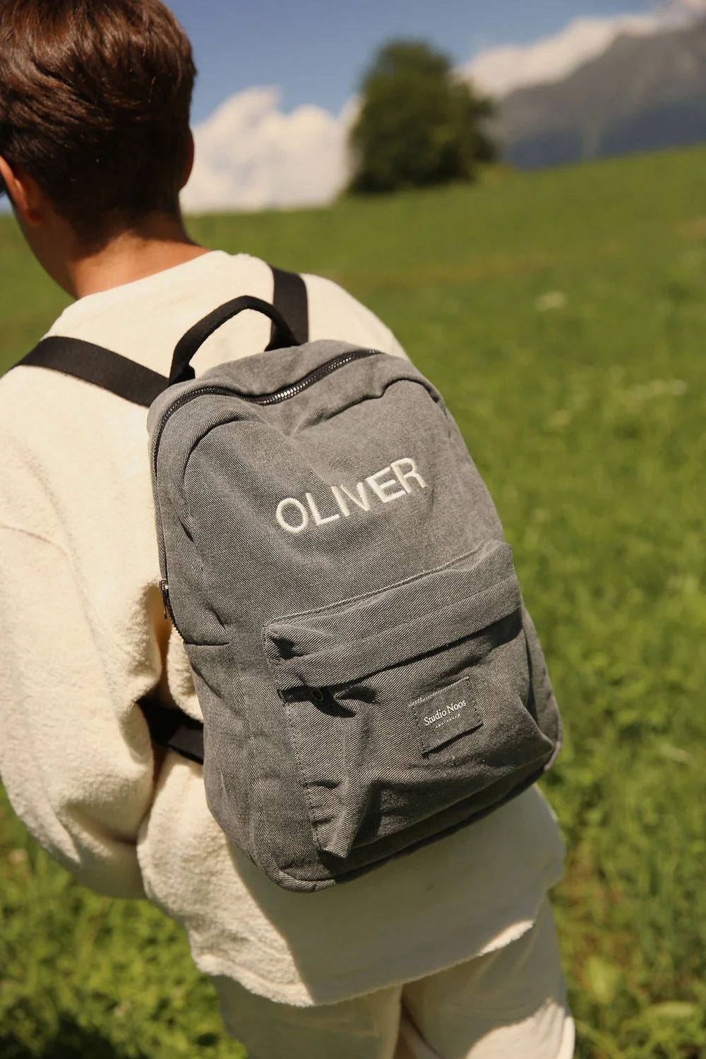 Grey Denim Midi Backpack