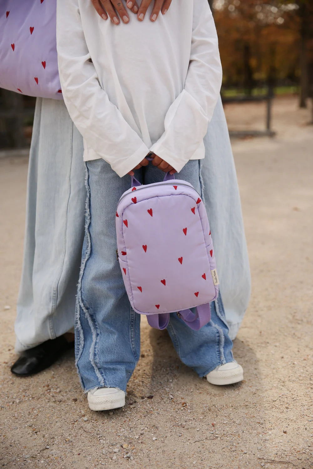 Light Blue Hearts Puffy Mini Backpack