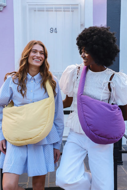 Purple Textured Puffy Cross Body Bag