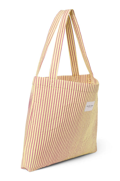 Poplin Striped Mom Bag | Butter Yellow