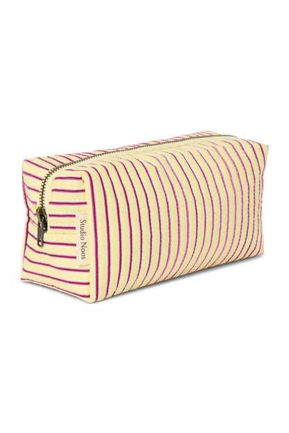 Poplin Striped Pouch | Raspberry