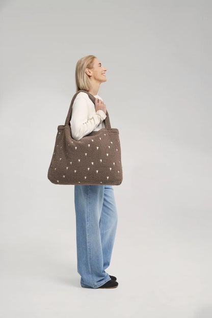 Ecru Hearts Teddy Mom Bag