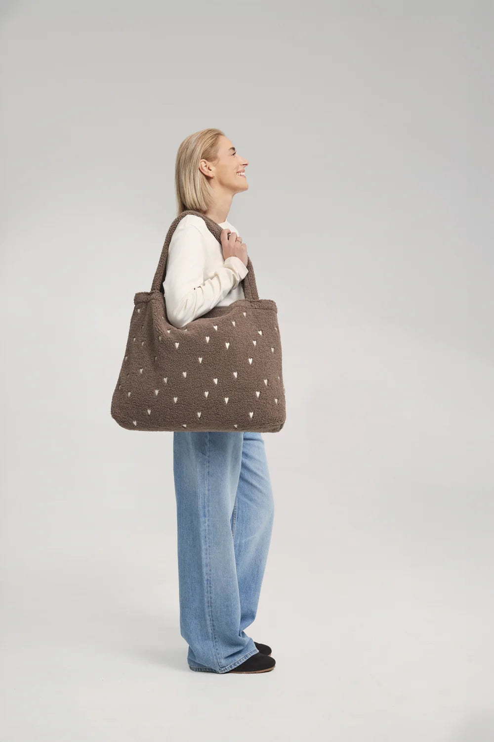 Brown Hearts Teddy Mom Bag
