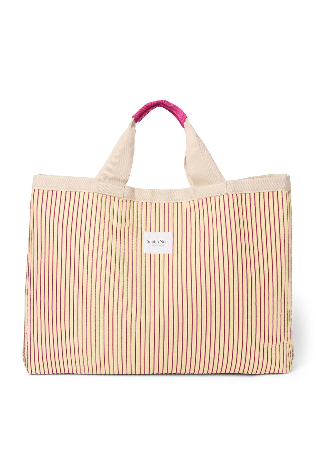 Poplin Striped Beach Bag | Raspberry