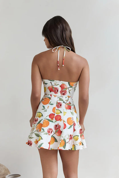 Mini-Sommerkleid mit Früchtemuster