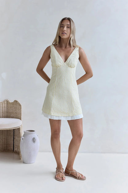 Picnic Perfect Mini Dress Yellow