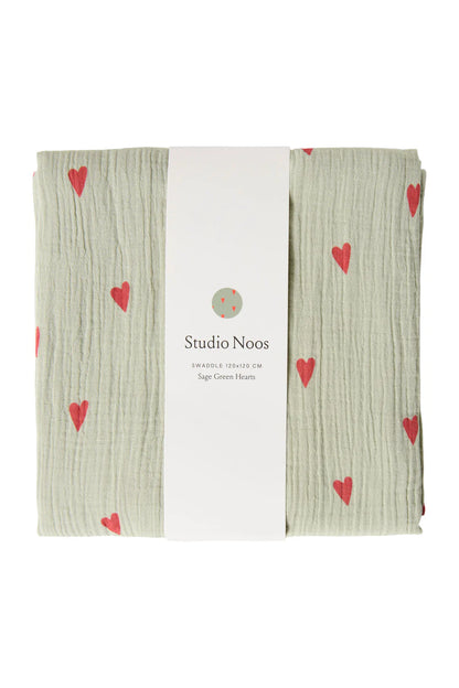 Light Blue Hearts Swaddle Print Large