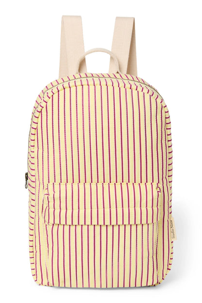 Poplin Striped Midi Backpack | Raspberry