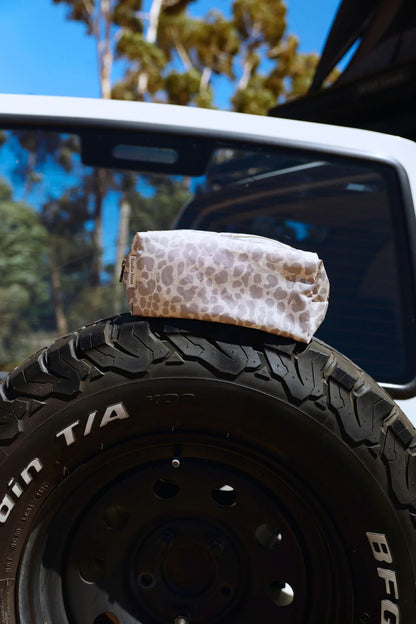 Beige Leopard Puffy Pouch