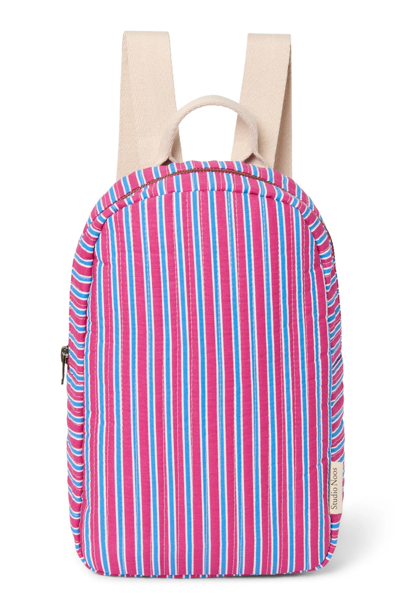 Poplin Striped Mini Backpack | Raspberry