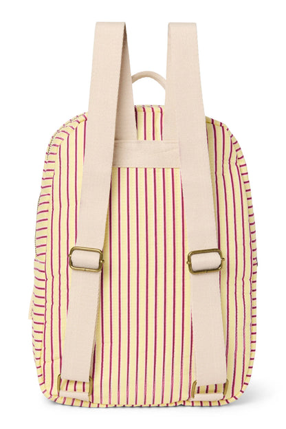 Poplin Striped Midi Backpack | Raspberry