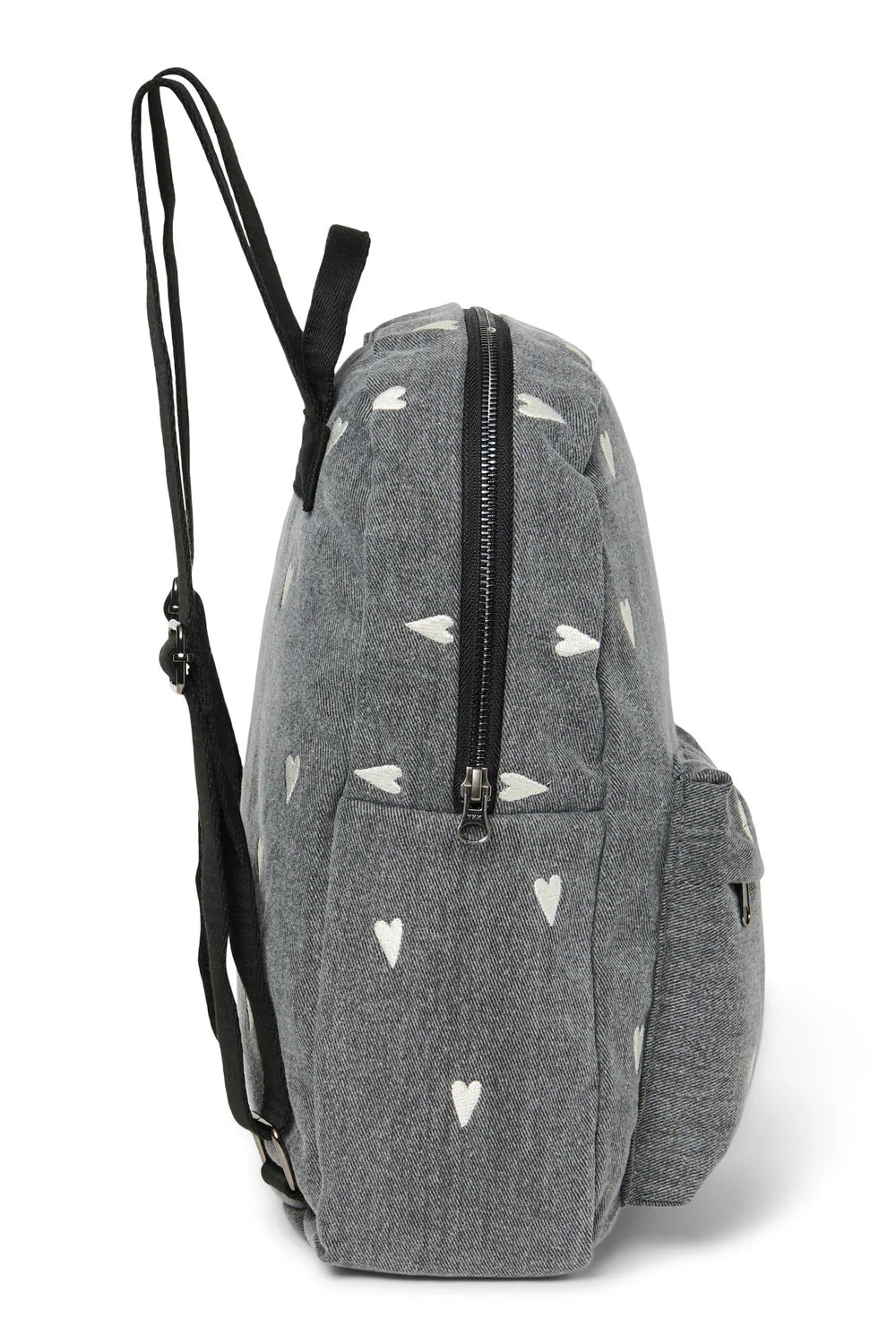 Grey Hearts Denim Midi Backpack