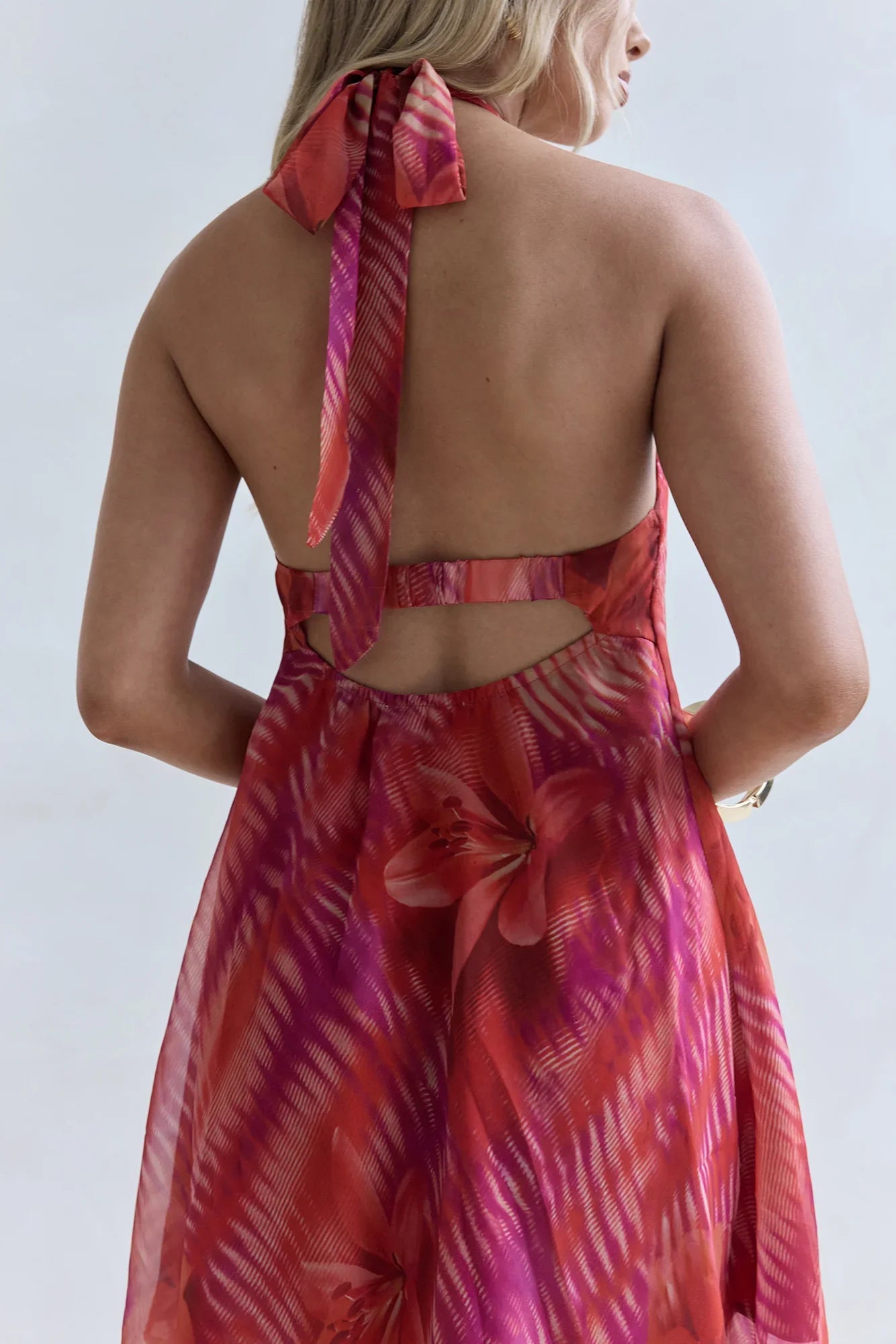 Sundown Palms Neckholder-Minikleid Orange