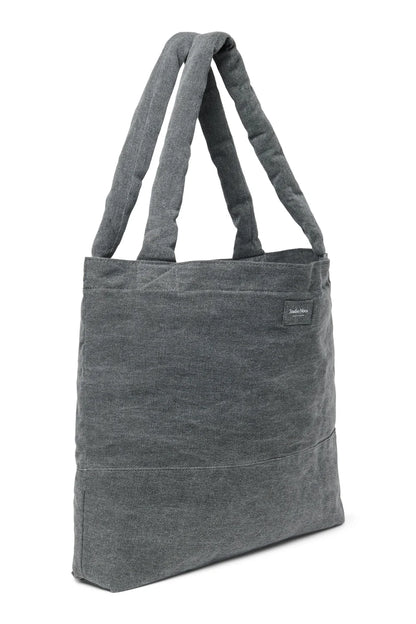 Grey Hearts Denim Mom Bag