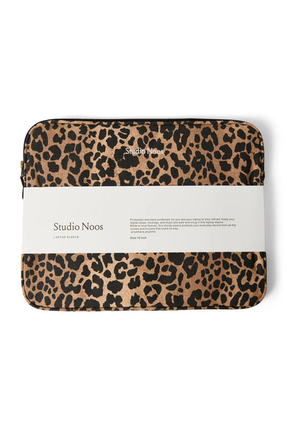 Brown Leopard Cotton Laptop Sleeve 15 Inch