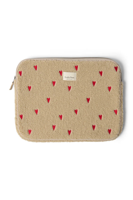 Ecru Herzen Teddy Laptop-Hülle 15 Zoll