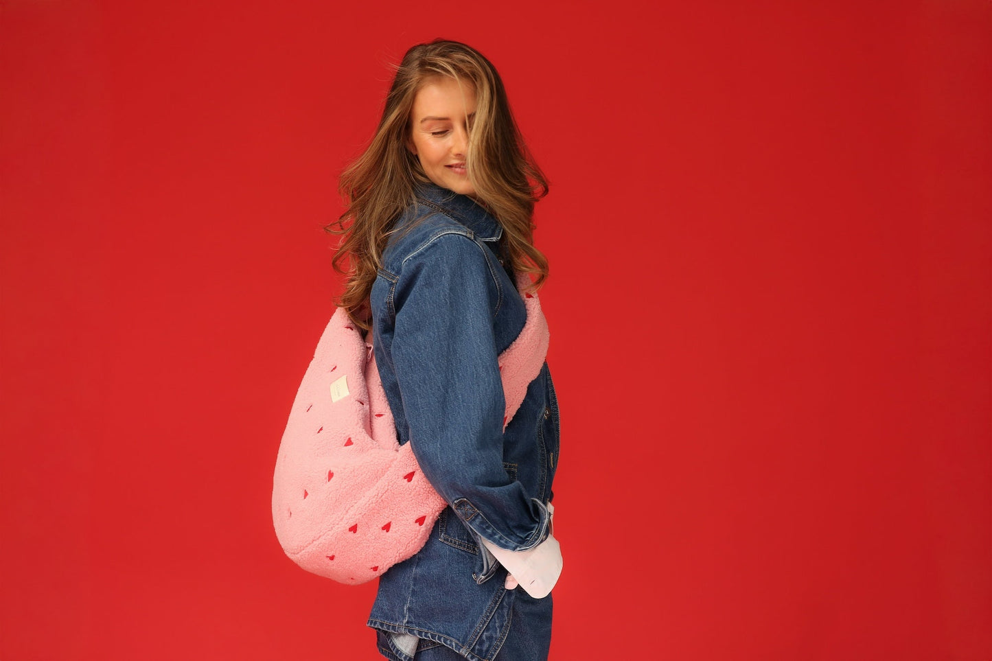Teddy Cross Body Bag | Light Pink Hearts