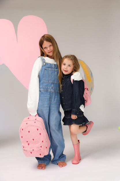 Teddy Midi Backpack | Light Pink Hearts