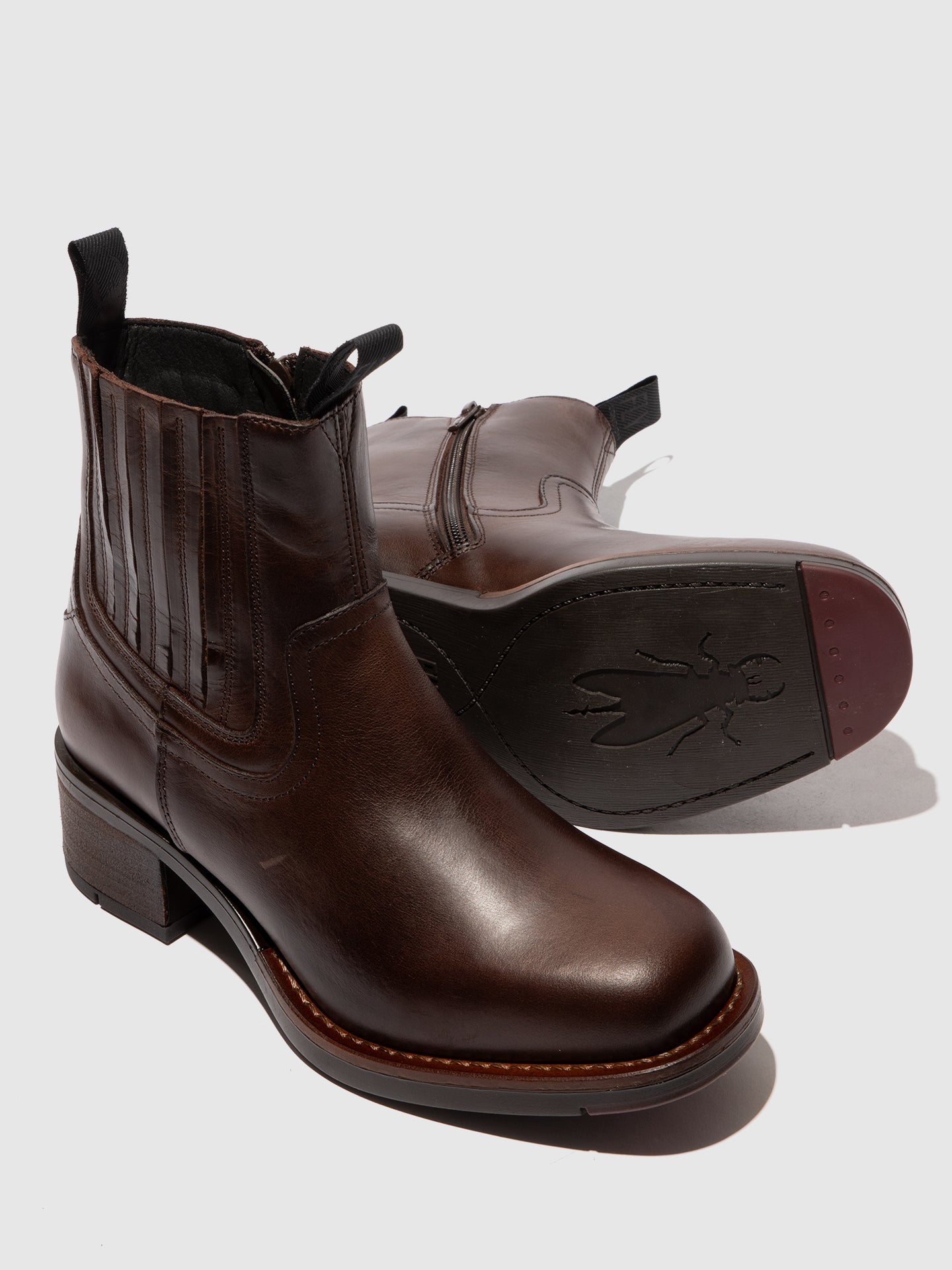 Zip Up Ankle Boots RALI513FLY DK.BROWN